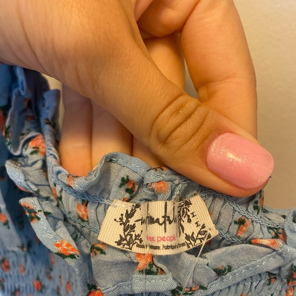 Free People Bella Smocked Printed Slip Dress in Blue Sky - Picture 7 of 7